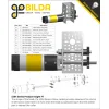 מנוע 36Dx116L מהירות 435rpm @ 12V עם מקודד - סדרה 5204 - ציר REX ארוך