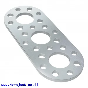 לוח מחורר תבנית goBILDA מעוגל,  מידות 32x80 מ"מ, 1x3 חורים, אלומיניום