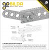 לוח מחורר תבנית goBILDA מעוגל,  מידות 32x128 מ"מ, 1x5 חורים, אלומיניום