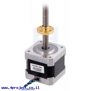 מנוע צעד 200 צעדים עם בורג הנעה 18 ס"מ, 42x38 מ"מ, 2.8V/1.7A