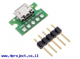תמונה של מוצר כרטיסון עם מחבר USB MicroB נקבה - Pololu