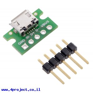 כרטיסון עם מחבר USB MicroB נקבה - Pololu