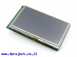 תמונה של מוצר מסך מגע LCD 4.3" 480x272, ממשק RGB, ממשק מגע SPI