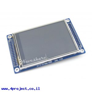 מסך מגע LCD 3.2" 320x240, ממשק 16bit, ממשק מגע SPI