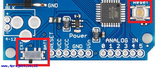 "מפסקים על כרטיס Arduino Pro"