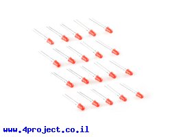 תמונה של מוצר לד 5 מ"מ בסיסי - אדום - כמות 25