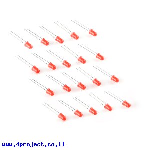 לד 5 מ"מ בסיסי - אדום - כמות 25