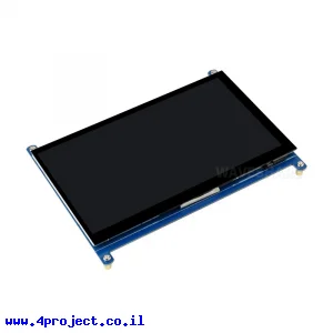 מסך קיבולי LCD 7" IPS 1024x600, ממשק HDMI, מגע USB