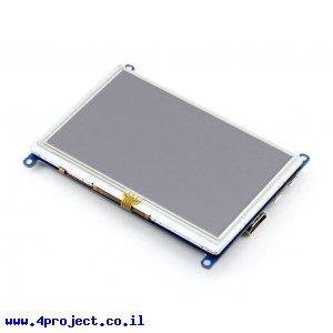 מסך מגע LCD 5" 800x480, ממשק HDMI, מגע USB