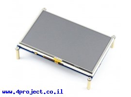 תמונה של מוצר מסך מגע LCD 5" 800x480, ממשק HDMI, ממשק מגע RPi
