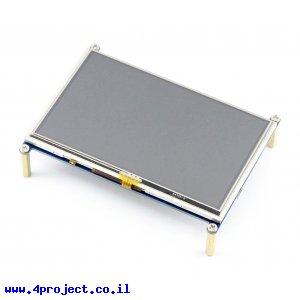 מסך מגע LCD 5" 800x480, ממשק HDMI, ממשק מגע RPi