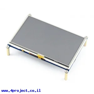 מסך מגע LCD 5" 800x480, ממשק HDMI, ממשק מגע RPi