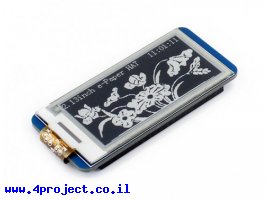 תמונה של מוצר מסך E-Ink ל-2 צבעים, גודל 2.13", רזולוציה 250x122, ממשק RPi