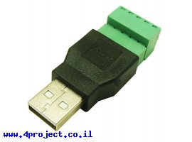 תמונה של מוצר מתאם USB-A זכר לטרמינל הברגה