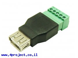 תמונה של מוצר מתאם USB-A נקבה לטרמינל הברגה