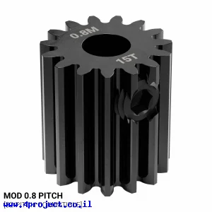 גלגל שיניים MOD0.8 לציר 5 מ"מ עגול, פלדה - 15 שיניים