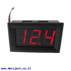 מד מתח 0-30VDC - תצוגה אדומה