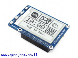 תמונה של מוצר מסך E-Ink ל-2 צבעים, גודל 2.7", רזולוציה 264x176, ממשק RPi