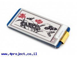 תמונה של מוצר מסך E-Ink ל-3 צבעים (אדום, שחור, לבן), גודל 2.13", רזולוציה 212x104, ממשק RPi