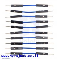חוט גישור איכותי - זכר/זכר 2.5 ס"מ - חבילה של 10 כחולים