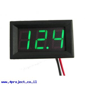 מד מתח 0-30VDC - תצוגה ירוקה