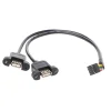 כבל USB להתקנה על פנל - שני USB-A נקבה למחבר שורה - 30 ס"מ