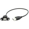 כבל USB להתקנה על פנל - USB-A נקבה ל-USB-A זכר - 30 ס"מ