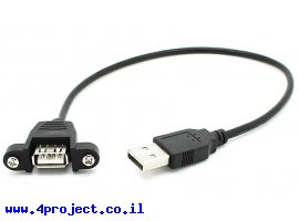 תמונה של מוצר כבל USB להתקנה על פנל - USB-A נקבה ל-USB-A זכר - 30 ס"מ