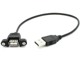 תמונה של מוצר כבל USB להתקנה על פנל - USB-A נקבה ל-USB-A זכר - 30 ס"מ