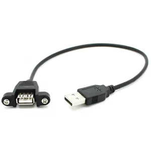 כבל USB להתקנה על פנל - USB-A נקבה ל-USB-A זכר - 30 ס"מ