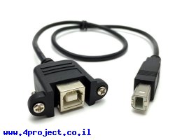 תמונה של מוצר כבל USB להתקנה על פנל - USB-B נקבה ל-USB-B זכר - 30 ס"מ