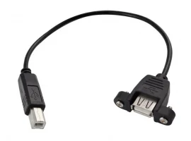תמונה של מוצר כבל USB להתקנה על פנל - USB-A נקבה ל-USB-B זכר - 30 ס"מ