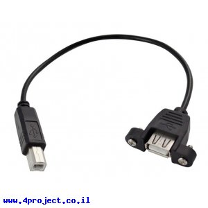 כבל USB להתקנה על פנל - USB-A נקבה ל-USB-B זכר - 30 ס"מ