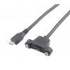 כבל USB להתקנה על פנל - microB נקבה ל-microB זכר - 30 ס"מ