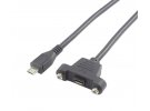 תמונה של מוצר כבל USB להתקנה על פנל - microB נקבה ל-microB זכר - 30 ס"מ