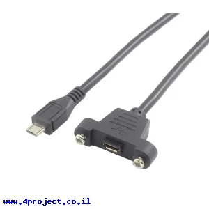 כבל USB להתקנה על פנל - microB נקבה ל-microB זכר - 30 ס"מ