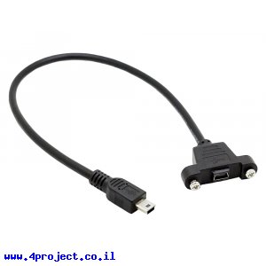 כבל USB להתקנה על פנל - miniB נקבה ל-miniB זכר - 30 ס"מ