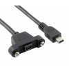 כבל USB להתקנה על פנל - miniB נקבה ל-miniB זכר - 30 ס"מ