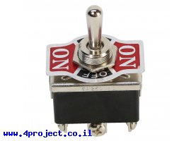 תמונה של מוצר מפסק מיתוג DPDT - 250V/15A - ON/OFF/ON
