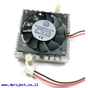 מאוורר 40x40x10 מ"מ עם גוף קירור - 12V