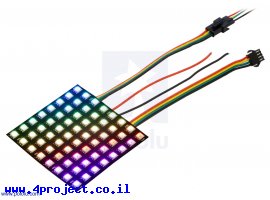 תמונה של מוצר מטריצת לדים Addressable RGB 8x8 - מרחק 10 מ"מ (SK9822)