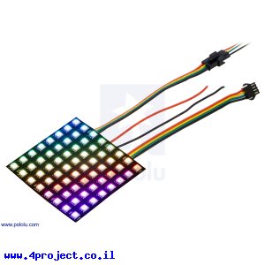 מטריצת לדים Addressable RGB 8x8 - מרחק 10 מ"מ (SK9822)