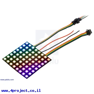 מטריצת לדים Addressable RGB 8x8 - מרחק 10 מ"מ (SK9822)