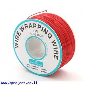 חוט WireWrap חד גידי - AWG30 - אדום - 250 מטר