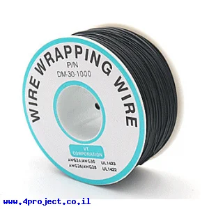 חוט WireWrap חד גידי - AWG30 - שחור - 250 מטר