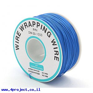 חוט WireWrap חד גידי - AWG30 - כחול - 250 מטר
