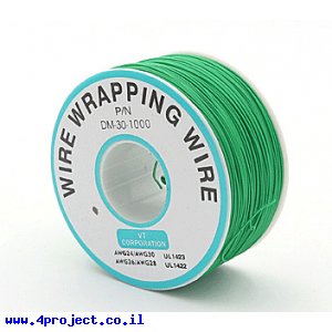 חוט WireWrap חד גידי - AWG30 - ירוק - 250 מטר
