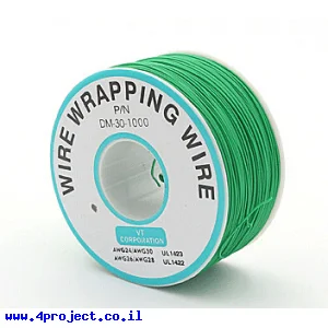 חוט WireWrap חד גידי - AWG30 - ירוק - 250 מטר