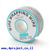 חוט WireWrap חד גידי - AWG30 - אפור - 250 מטר