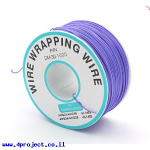 חוט WireWrap חד גידי - AWG30 - סגול - 250 מטר